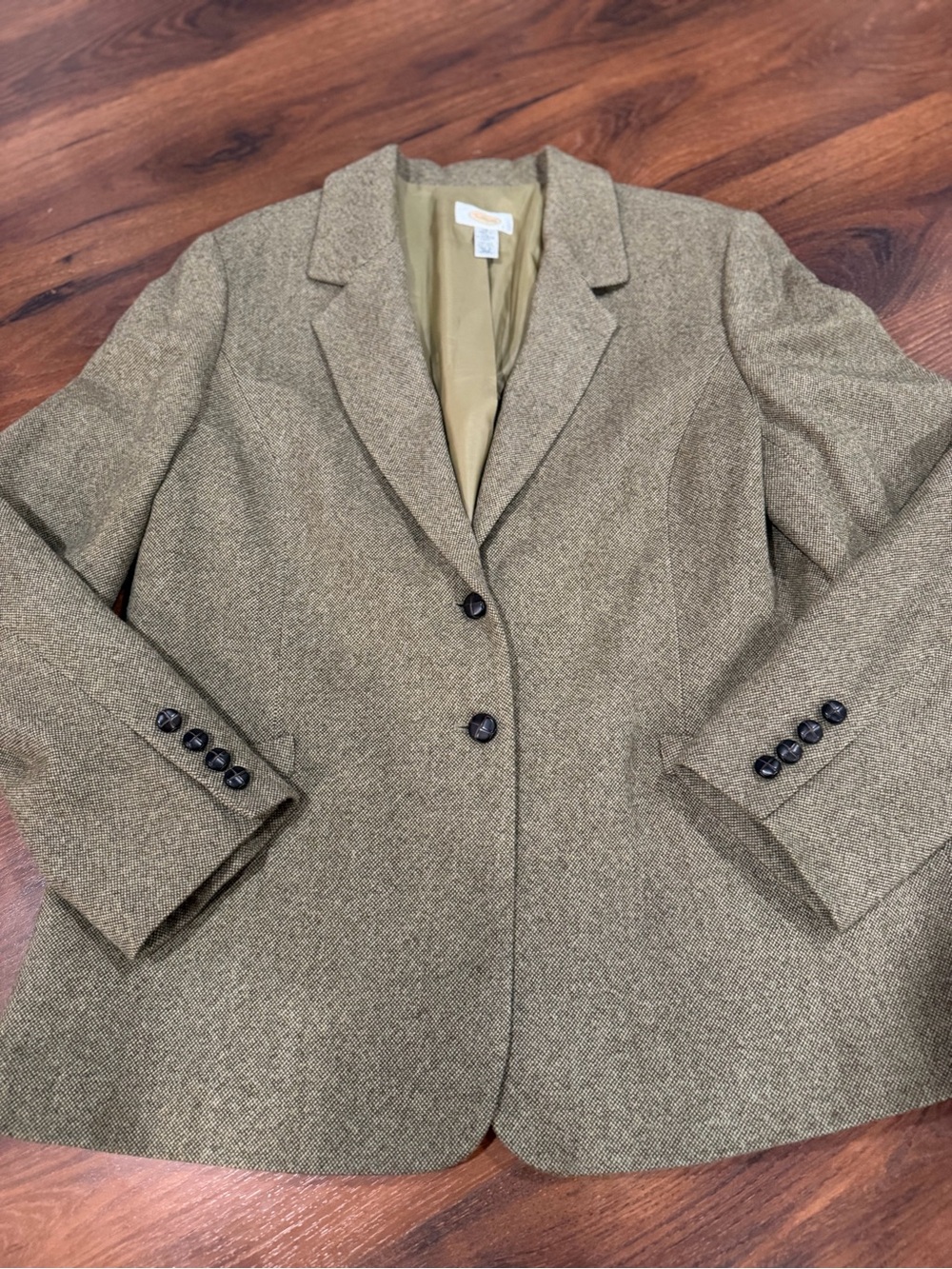 Vintage Talbots Women’s Blazer Size 18 100% Wool Tweed Green Lined
